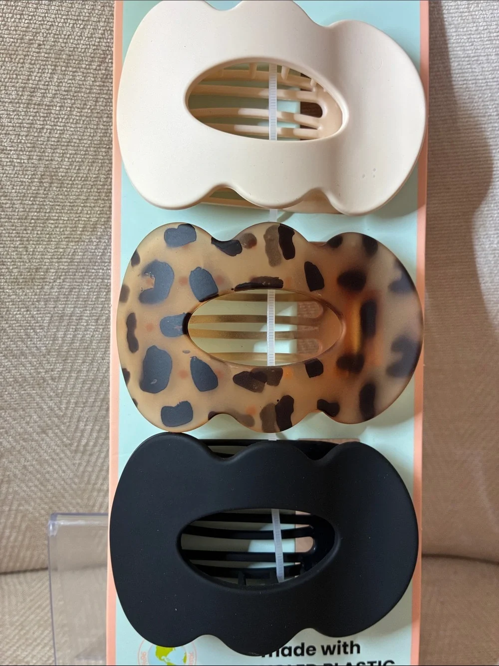 Sunday State Women’s Hair Claw Clips - Cream, Leopard, Black (3-Pack)